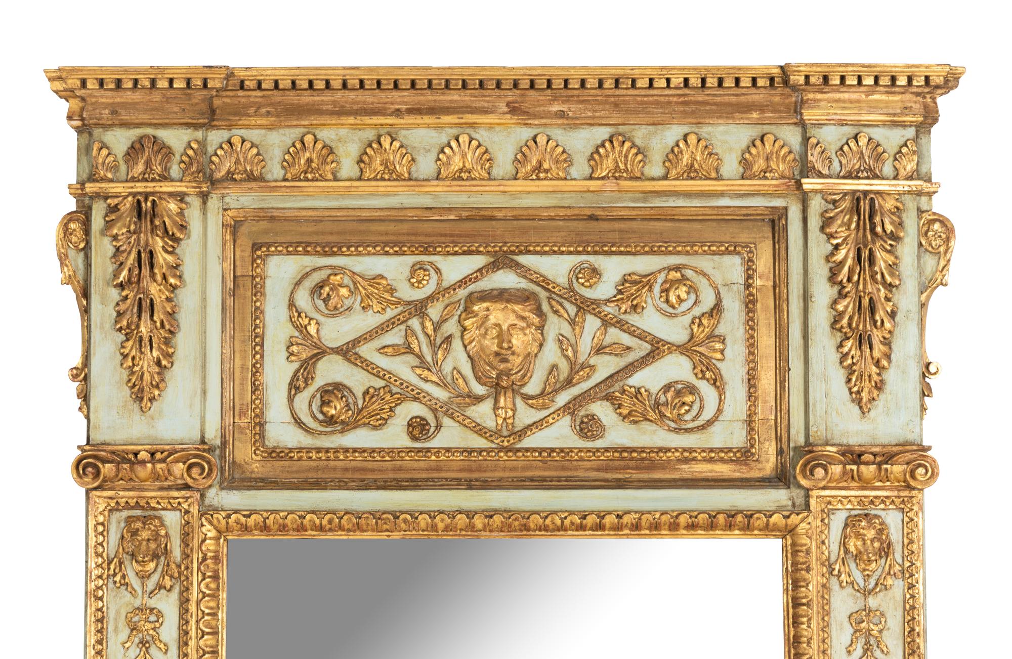 An Italian Neoclassical Painted and Parcel Gilt Mirror