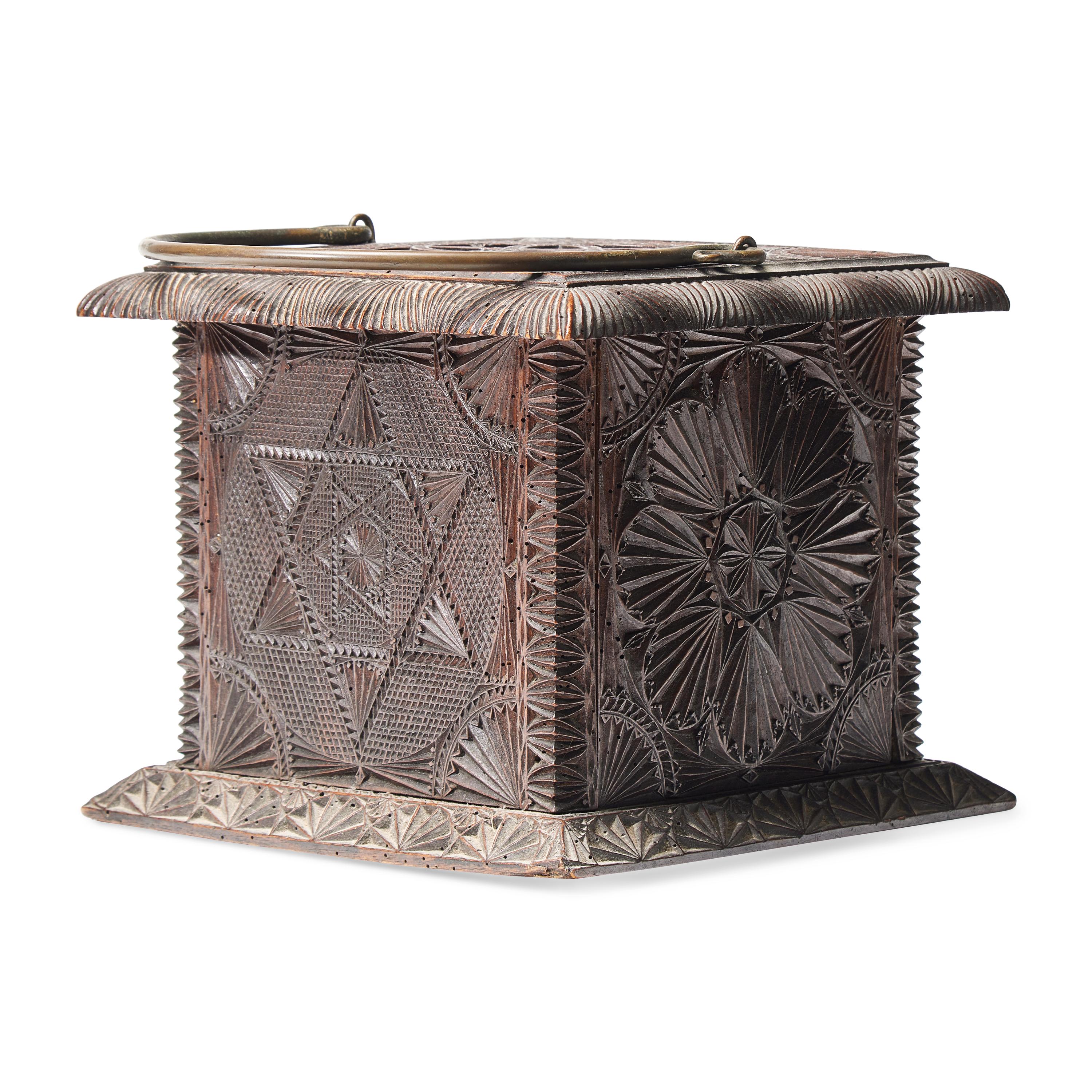 A Fine Dutch Chip-Carved Foot Warmer