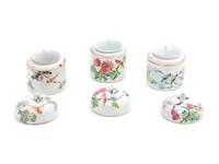 Seven Chinese Famille Rose Porcelain Tea Wares