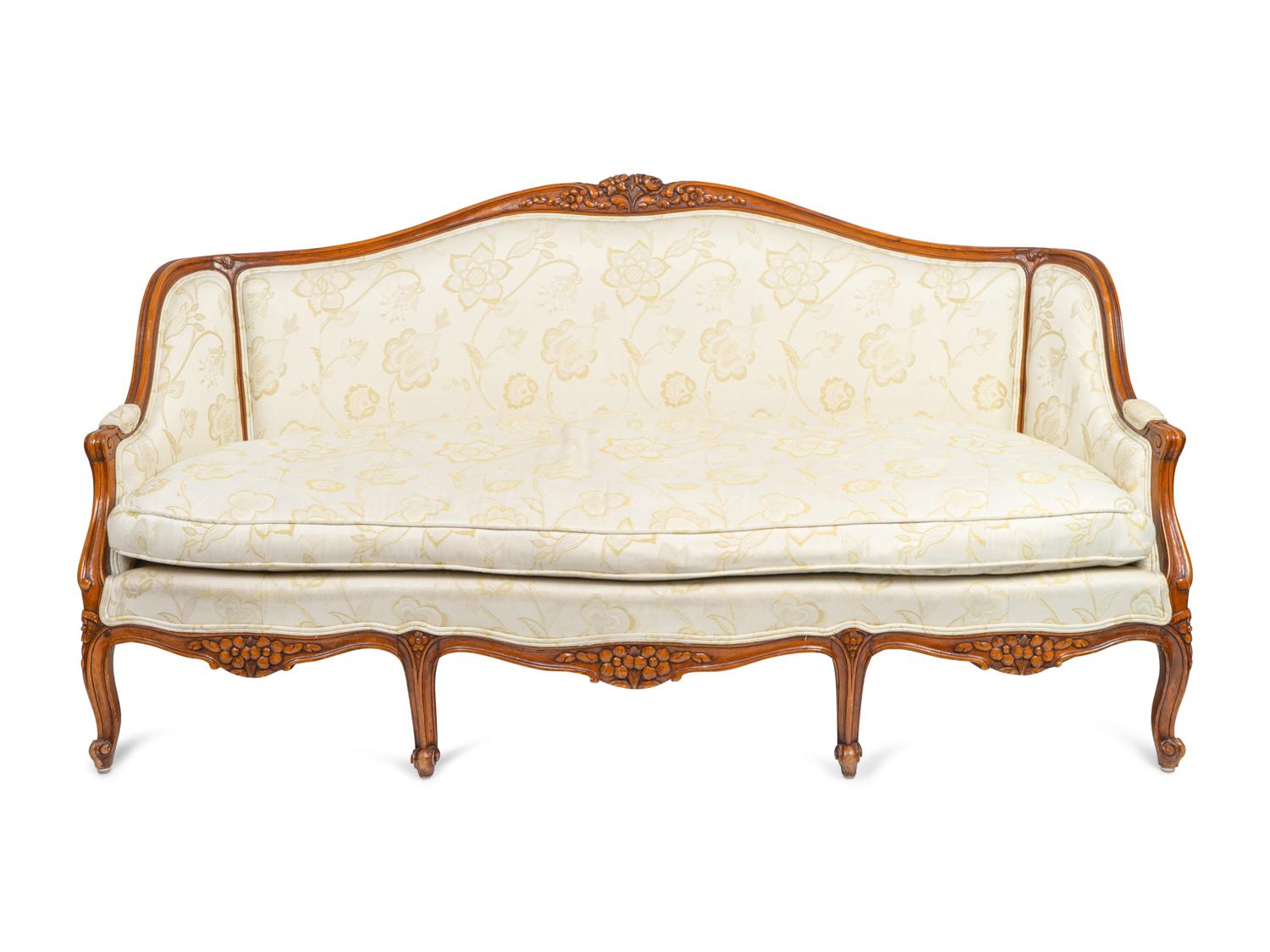A Louis XV Style Walnut Canapé