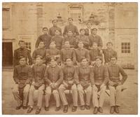 [NATIVE AMERICANS]. Large format photograph of Captain R.H. Pratt with Kiowa and Southern Cheyenne prisoners at Fort Marion. Ca 1878.