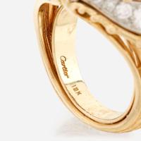 A cultured pearl, diamond, gold, and platinum ring