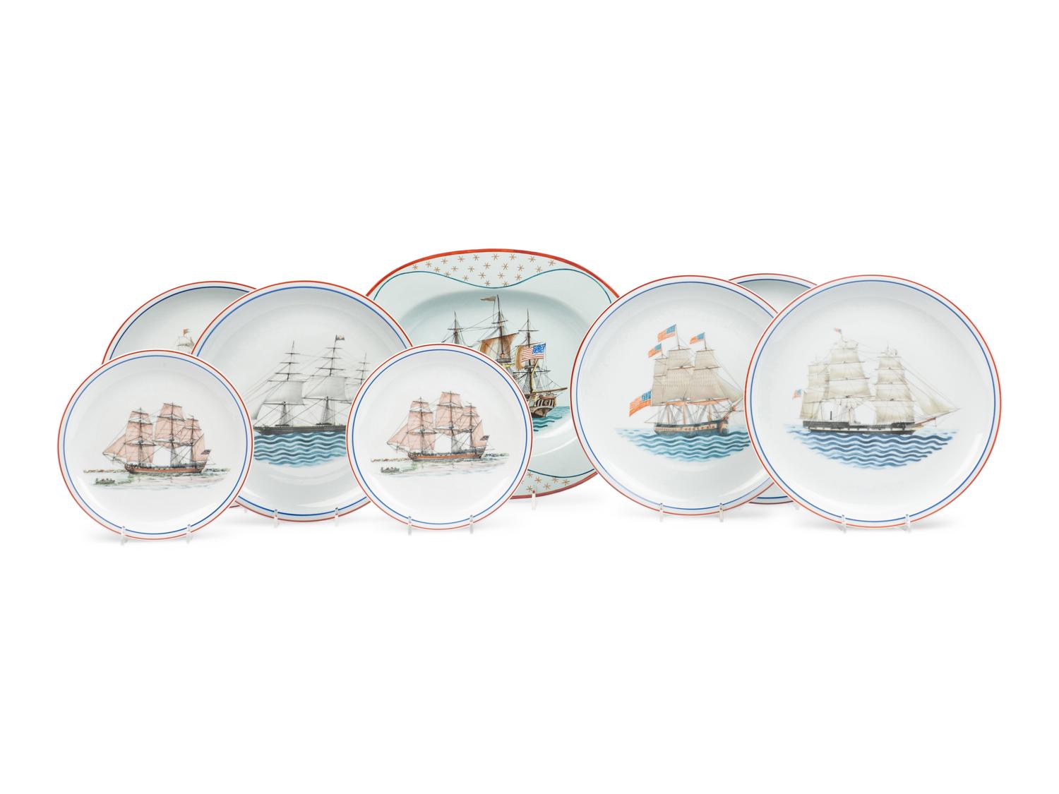 A Group of Mottahedeh Our Maritime Heritage Porcelain Articles