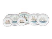 A Group of Mottahedeh Our Maritime Heritage Porcelain Articles