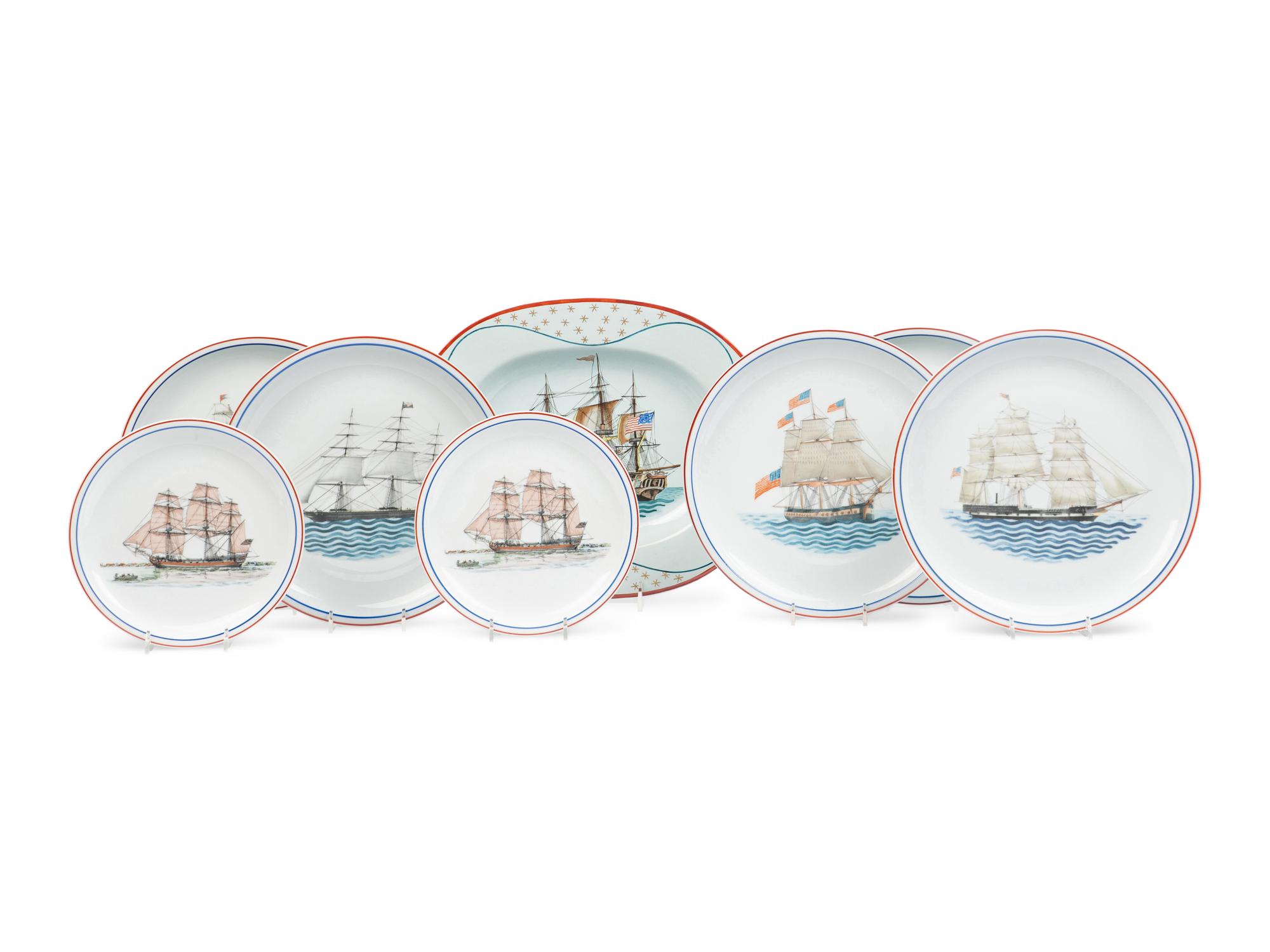 A Group of Mottahedeh Our Maritime Heritage Porcelain Articles