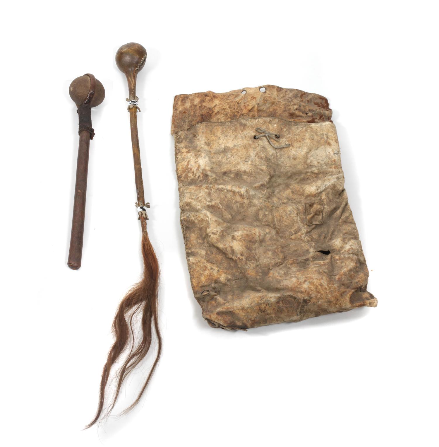 Two Native Rock Clubs Length of longest club 32 1/2 inches.