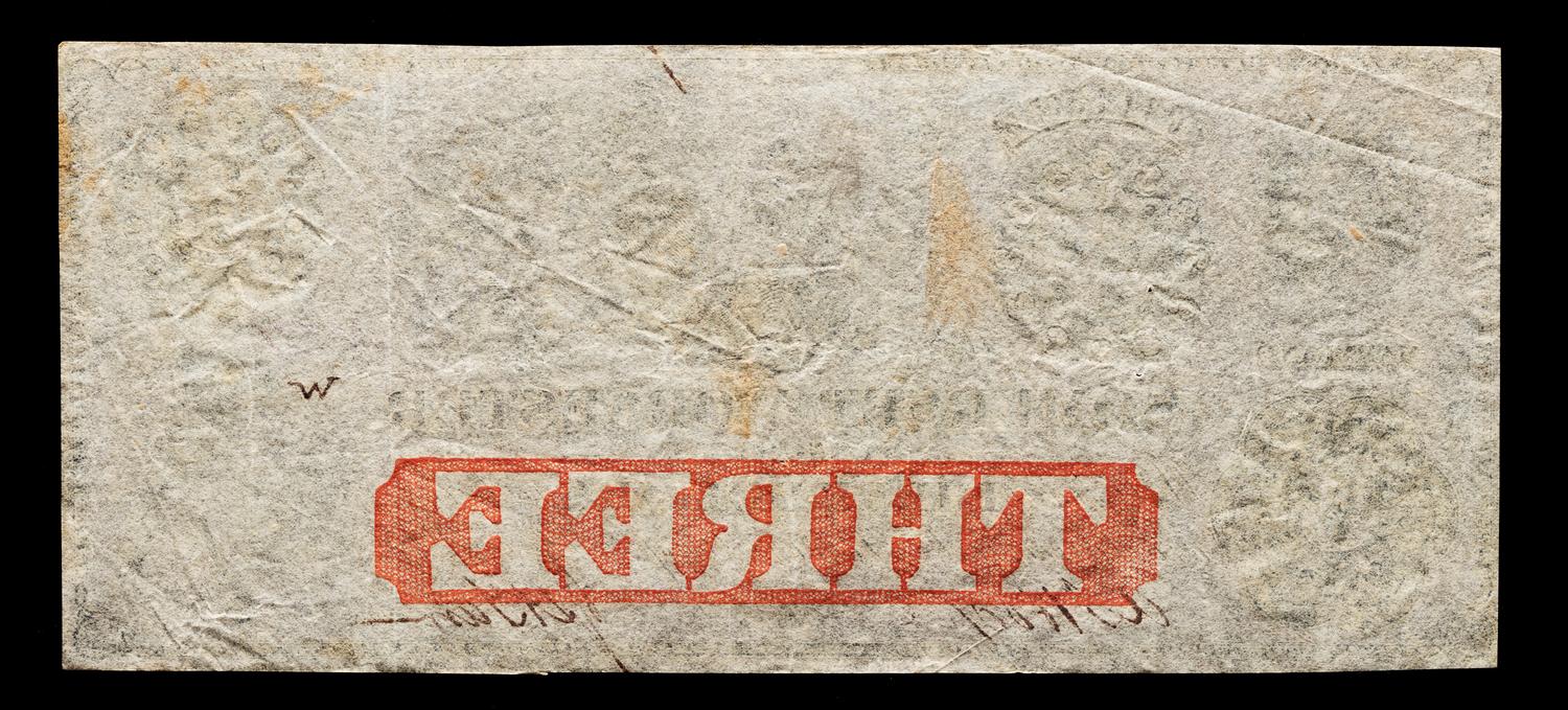 Obsolete $3 Bank Note: The Somerset & Worcester Savings Bank — SOMERSET & WORCESTER, MARYLAND, 1862