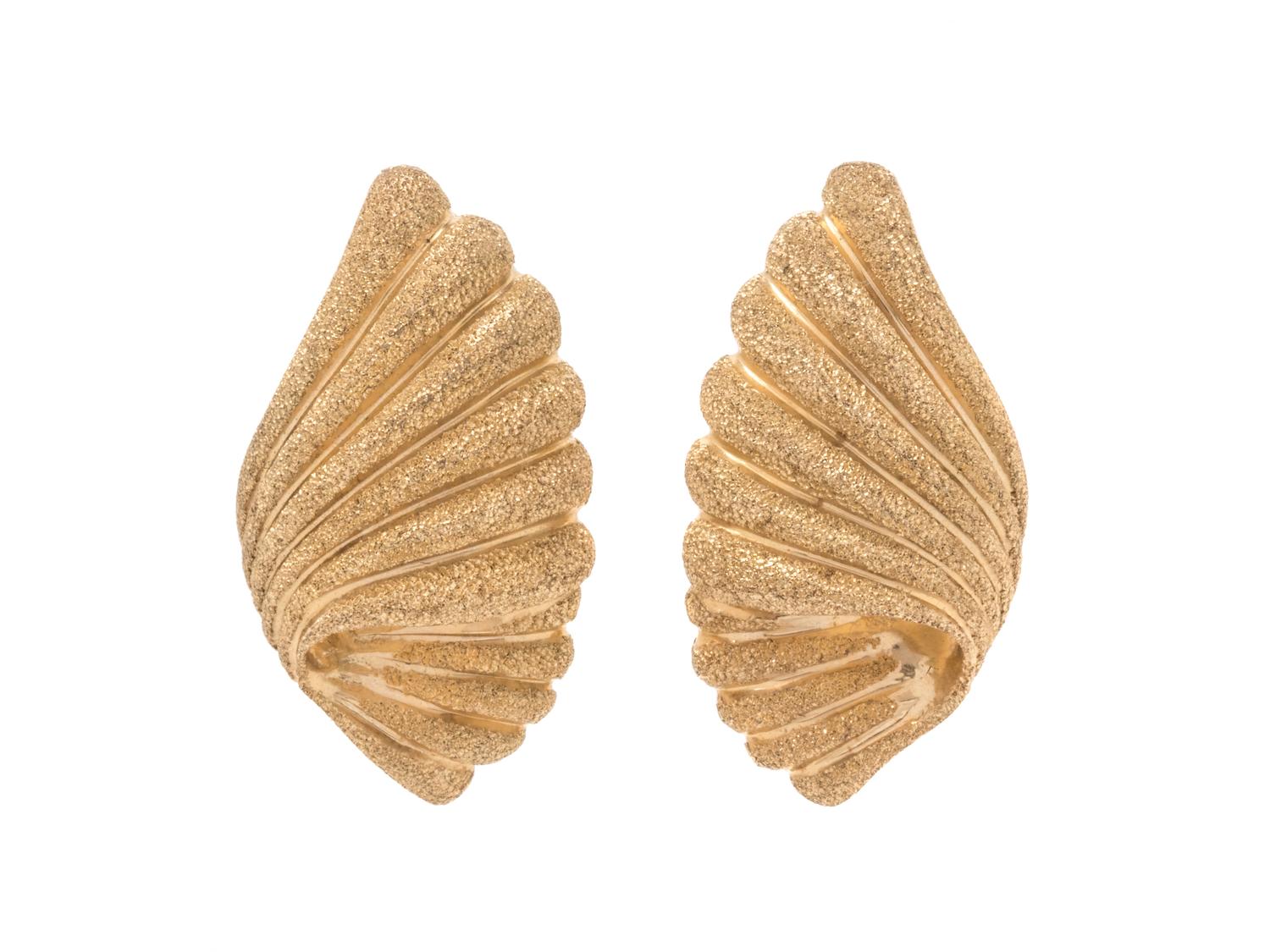 A Pair of 14 Karat Yellow Gold Earrings,