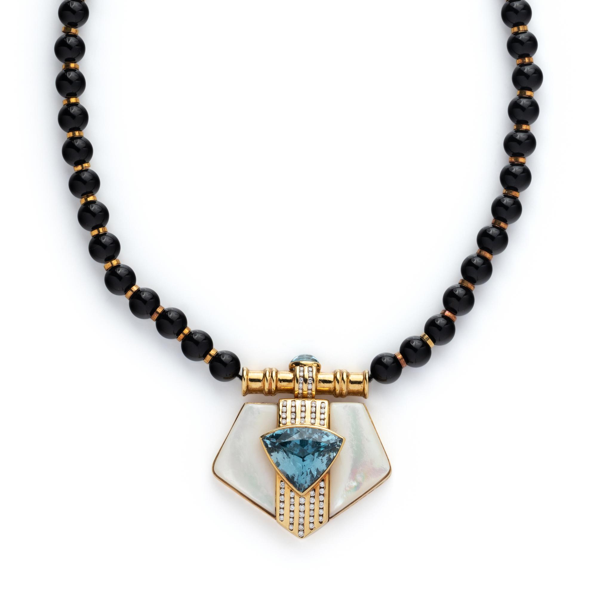 MULTIGEM AND DIAMOND BEAD NECKLACE