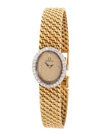 OMEGA, YELLOW GOLD AND DIAMOND WATCH