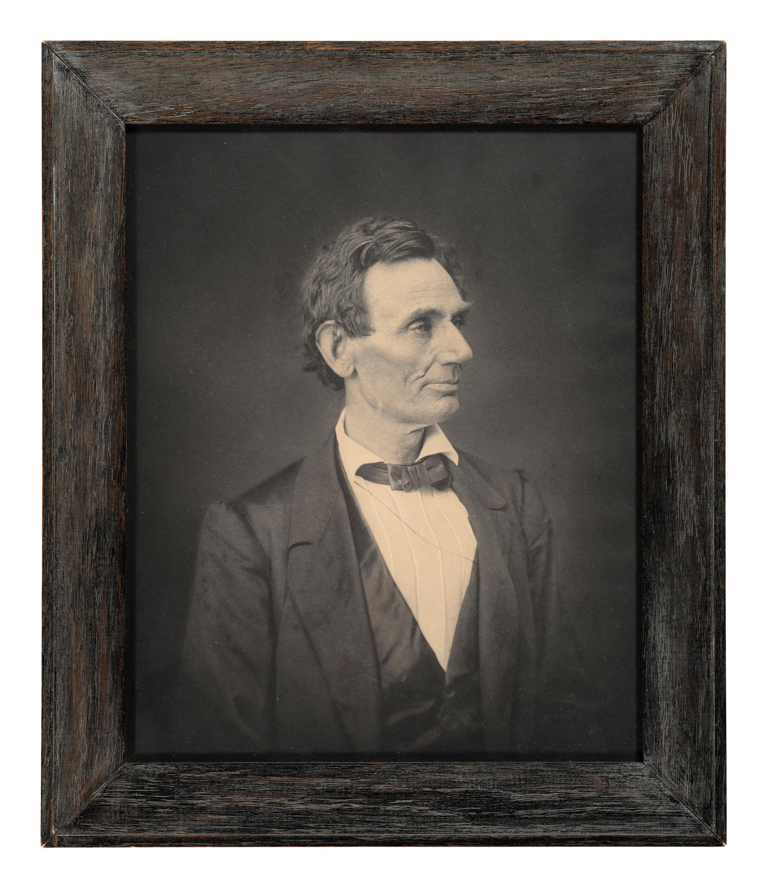 [LINCOLN, Abraham (1809-1865)]. [HESLER, Alexander (1823-1895), photographer]. Platinum photograph of Abraham Lincoln. George B. Ayers, printer, 1881.