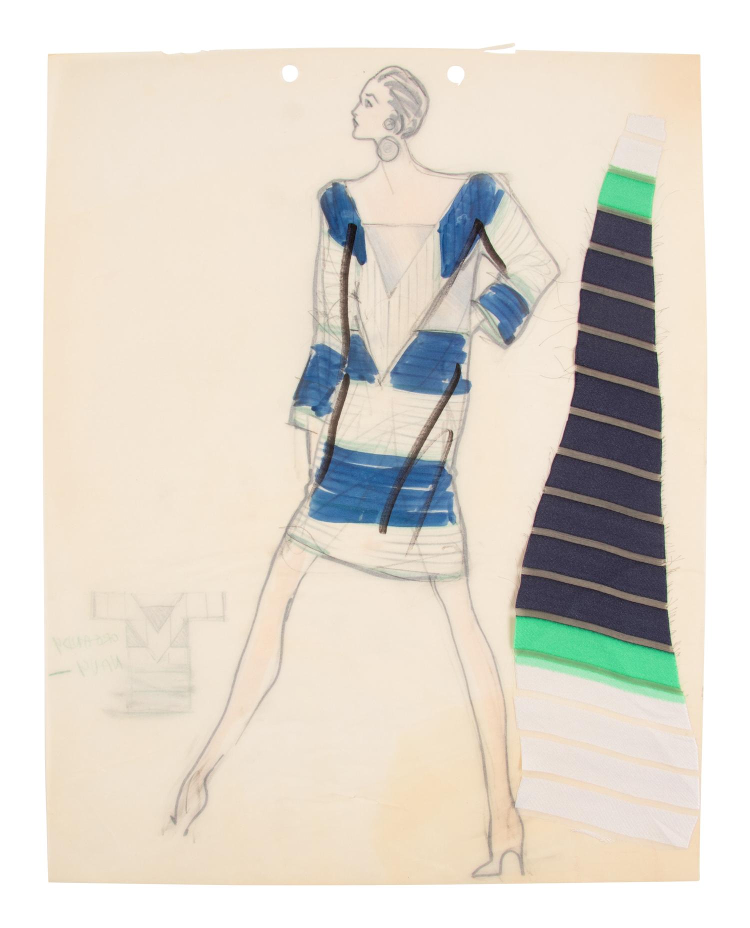 Group of Nine Geoffrey Beene Fashion Sketches , by Jesper Nyeboe