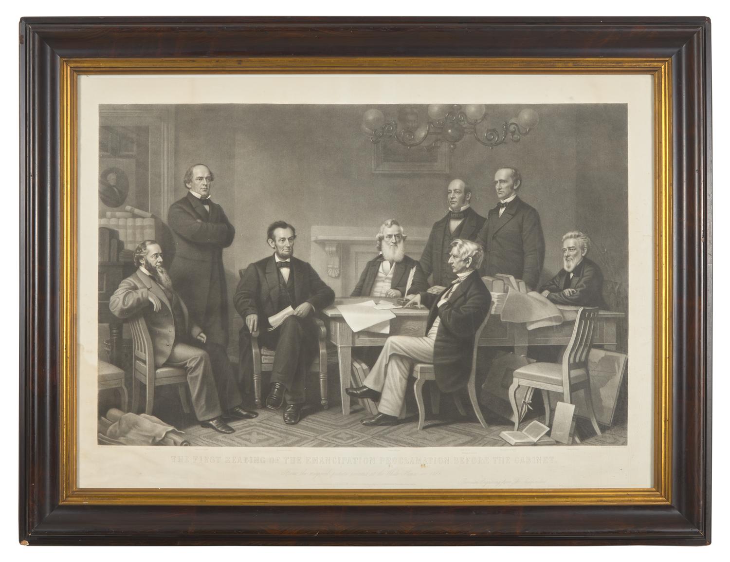 [Lincoln, Abraham] The First Reading of the Emancipation Proclamation Before the Cabinet. From the original picture painted at the White House in 1864