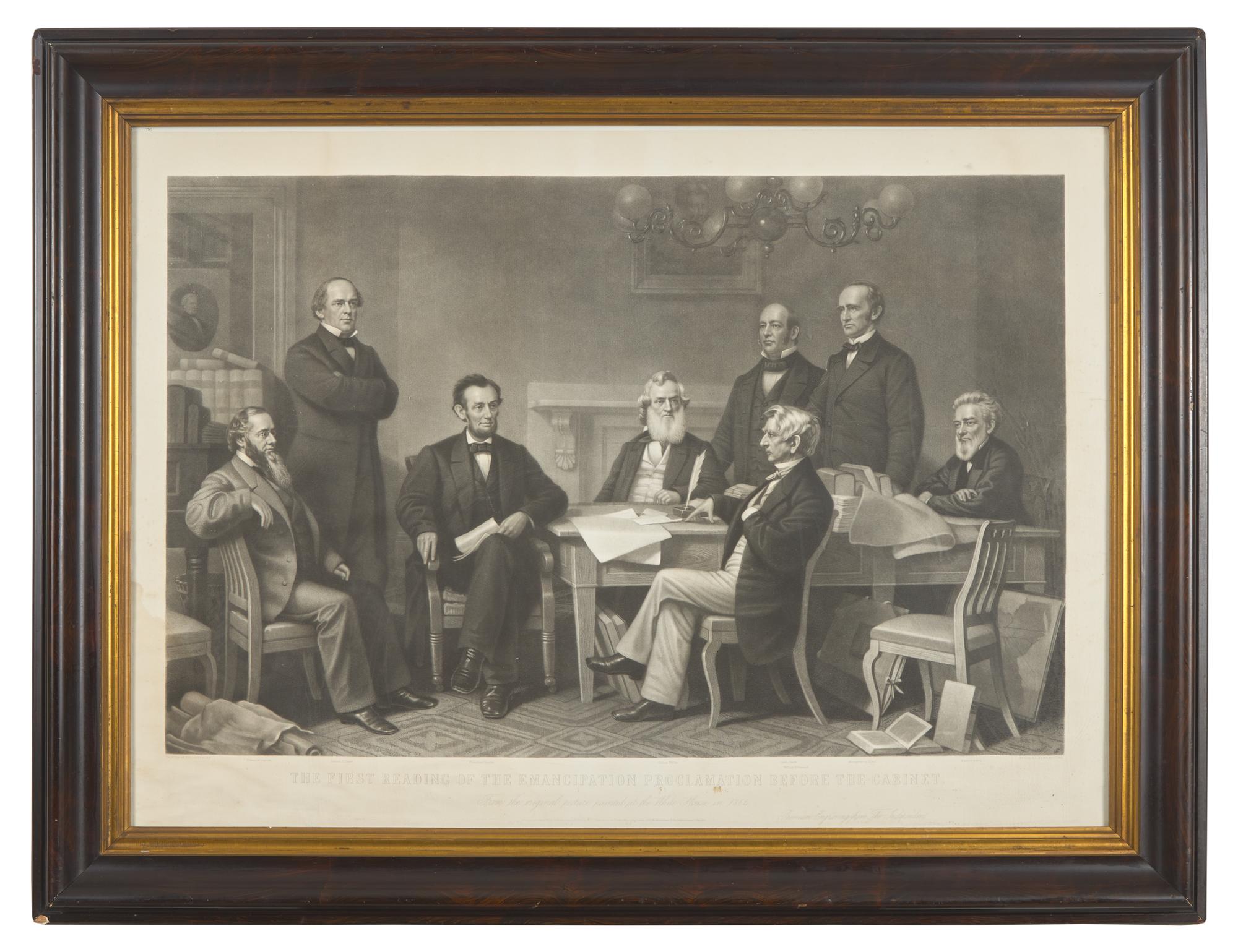 [Lincoln, Abraham] The First Reading of the Emancipation Proclamation Before the Cabinet. From the original picture painted at the White House in 1864