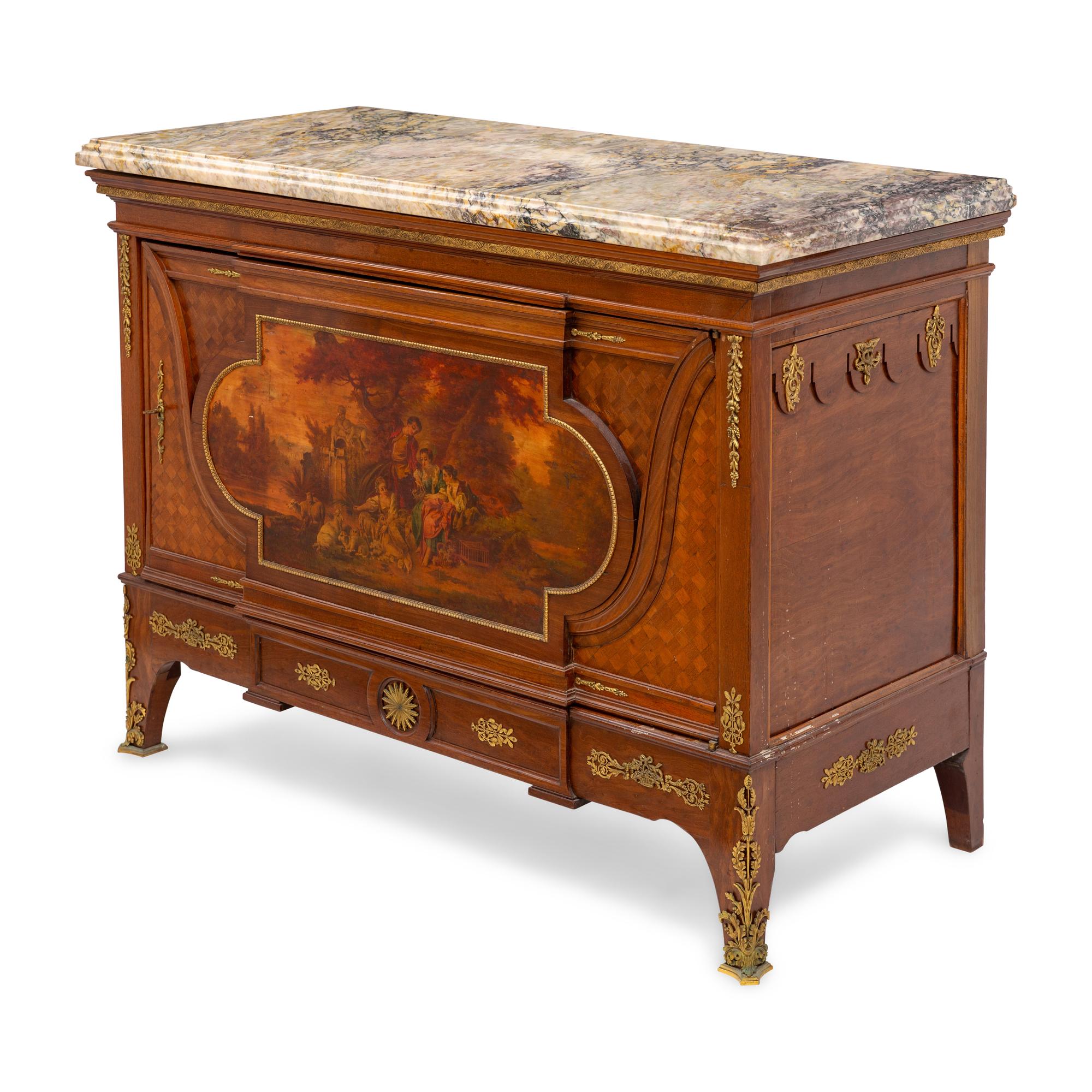 A French Gilt Metal Mounted and Vernis Martin Decorated Side Cabinet
