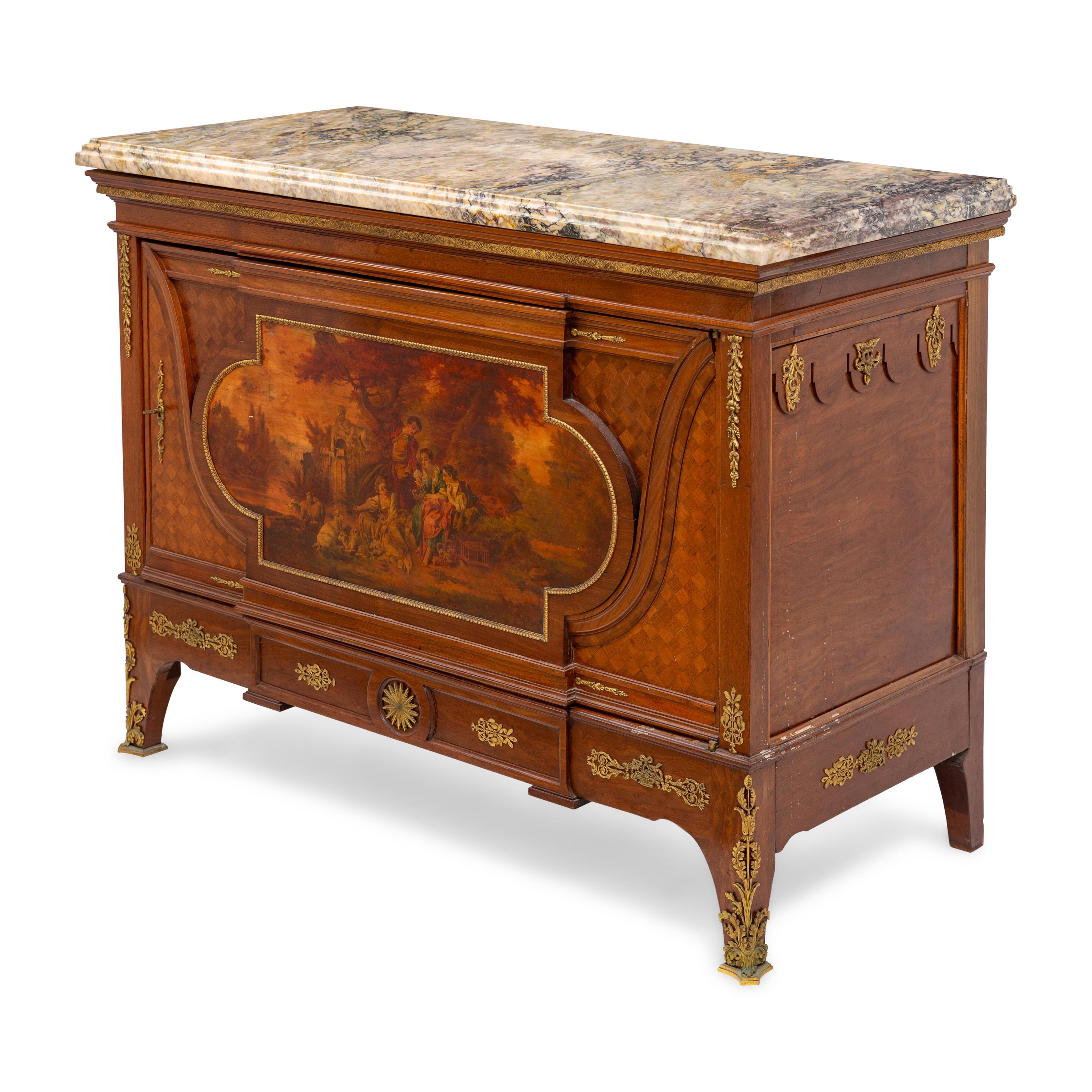 A French Gilt Metal Mounted and Vernis Martin Decorated Side Cabinet