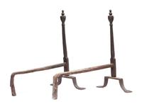A Pair of Wrought Iron Andirons