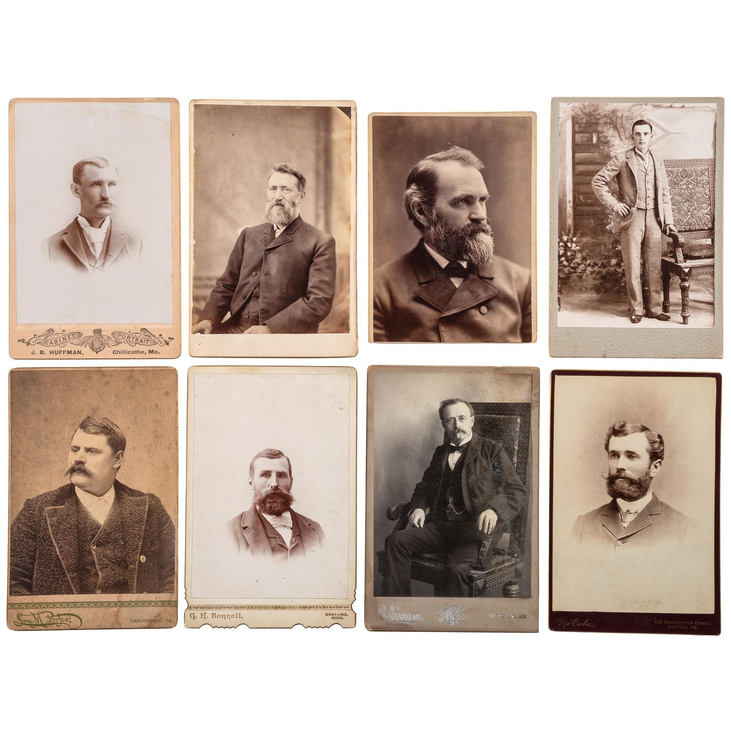 [EARLY PHOTOGRAPHY - PORTRAITURE]. A large group of over 240 portraits of men, primarily cabinet cards, comprising:
