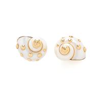 MAZ, YELLOW GOLD SHELL CLIP EARRINGS