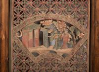 A Group of Four Chinese Pierce-Carved and Polychrome Decorated Window Panels