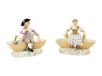 A Pair of Meissen Porcelain Basket Figures