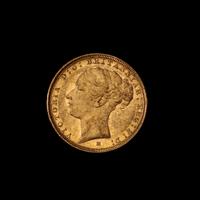 A United Kingdom 1884-M Sovereign: Young Victoria-Melbourne Mint Gold Coin