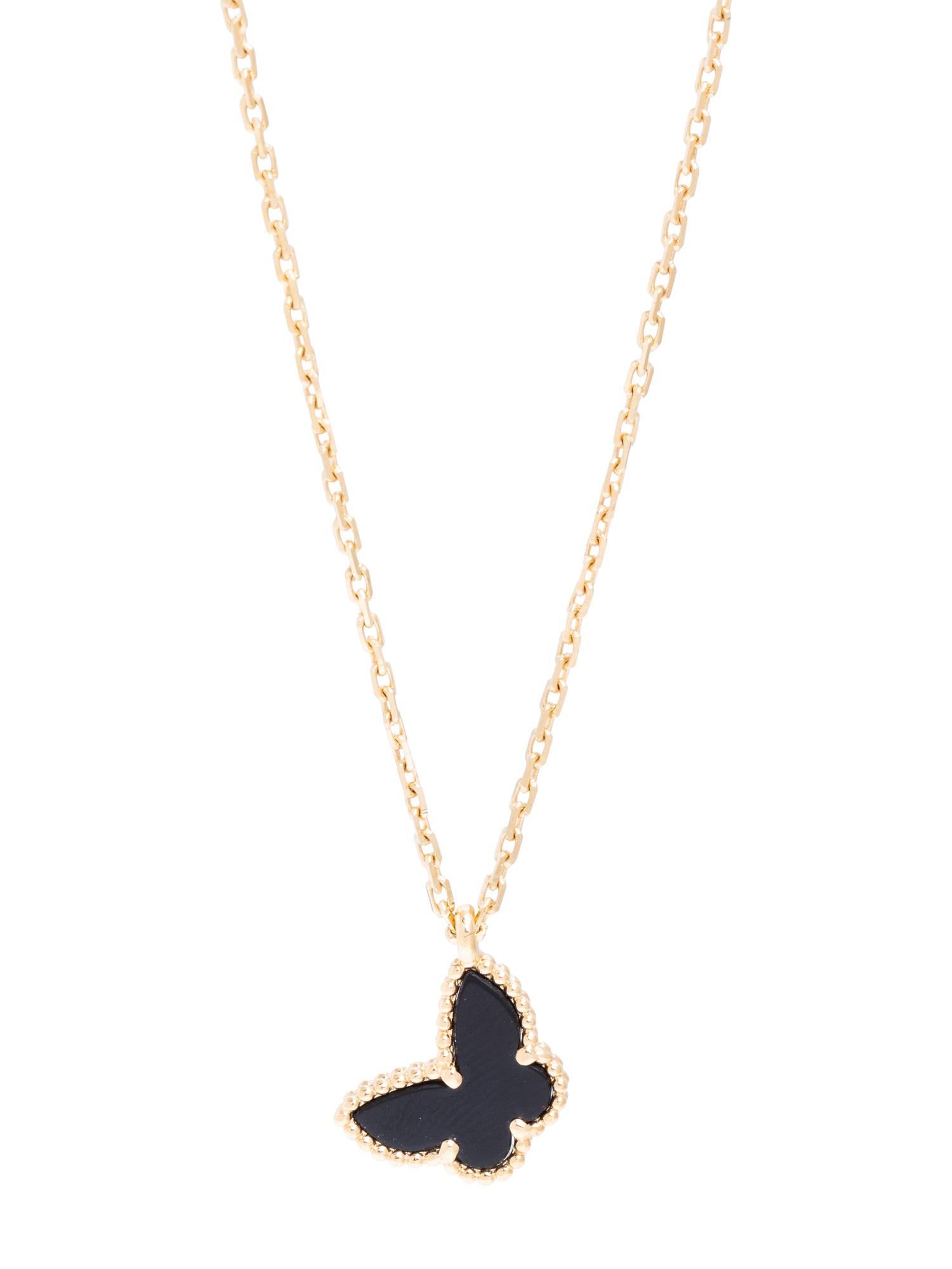 VAN CLEEF & ARPELS, YELLOW GOLD AND ONYX 'SWEET ALHAMBRA BUTTERFLY' NECKLACE