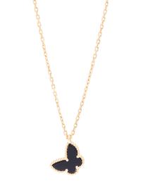 VAN CLEEF & ARPELS, YELLOW GOLD AND ONYX 'SWEET ALHAMBRA BUTTERFLY' NECKLACE