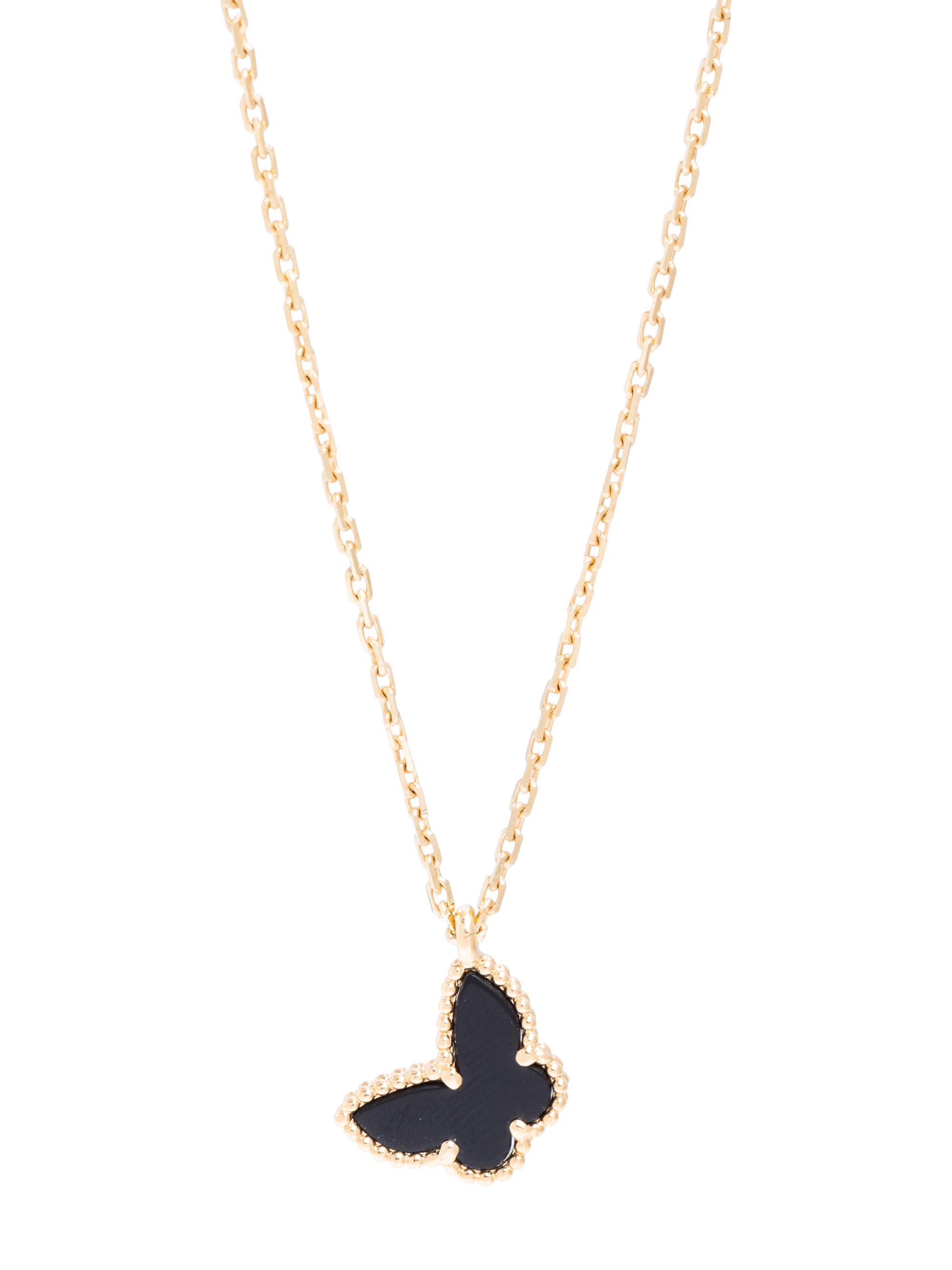 VAN CLEEF & ARPELS, YELLOW GOLD AND ONYX 'SWEET ALHAMBRA BUTTERFLY' NECKLACE