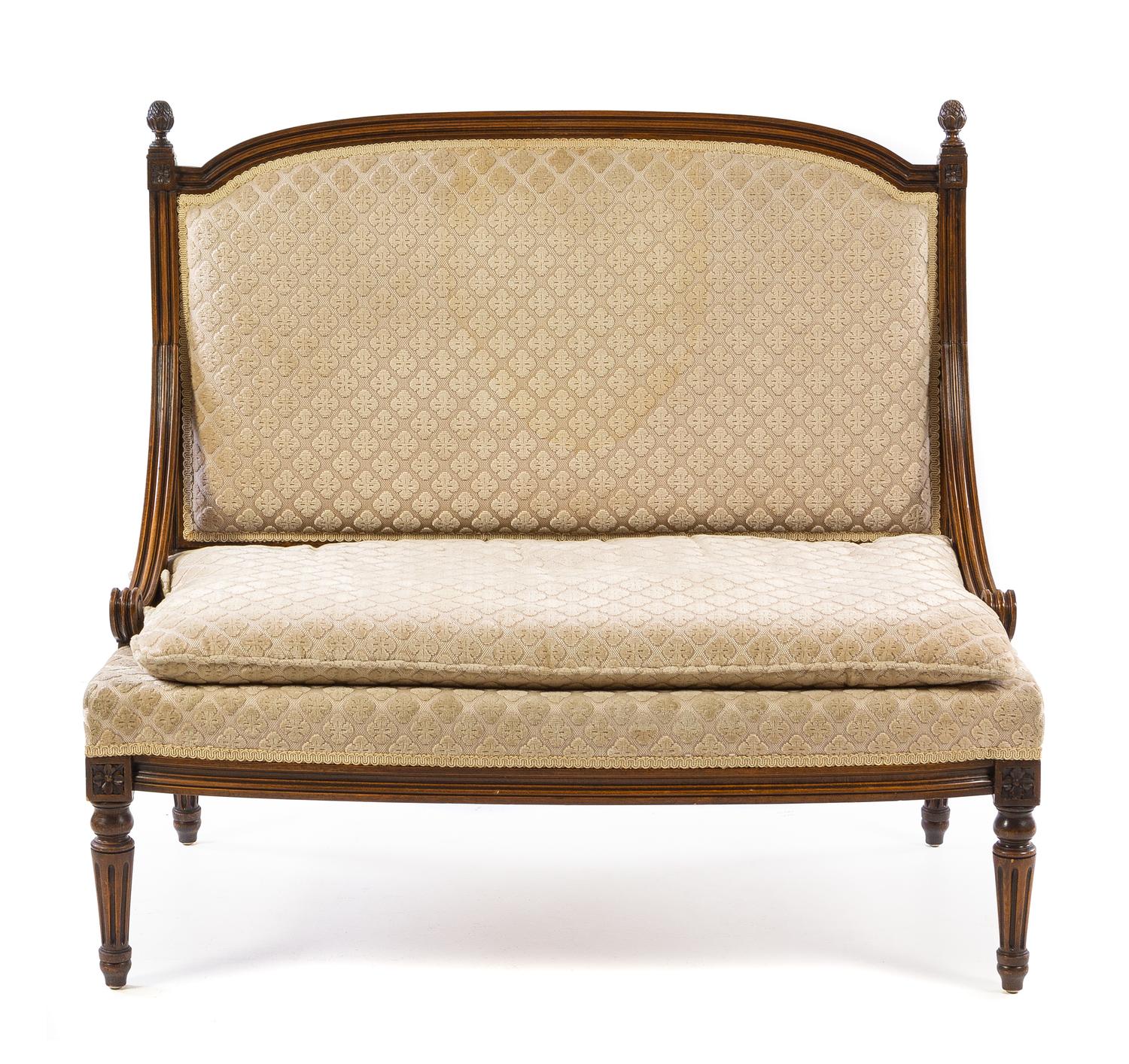 A Louis XVI Style Settee Height 33 3/4 x width 36 x depth 19 3/4 inches. — MID-20TH CENTURY