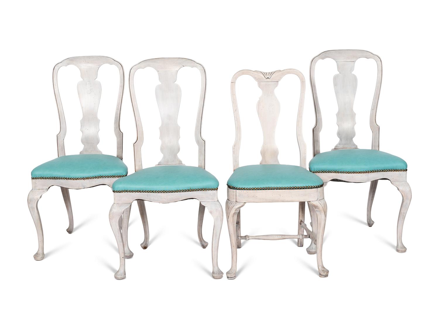 An Assembled Set of Four Gustavian Style Gray-Painted Dining Chairs