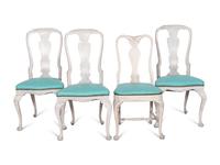 An Assembled Set of Four Gustavian Style Gray-Painted Dining Chairs