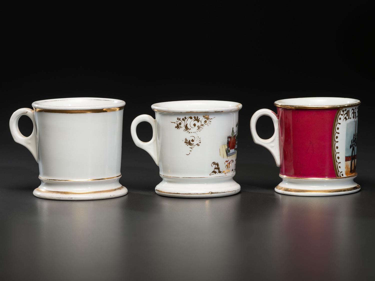 Three Machinist's Porcelain Occupational Shaving Mugs