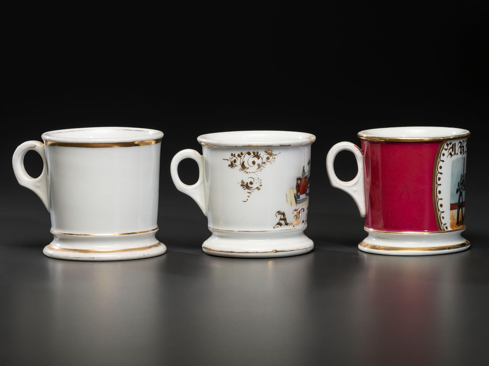 Three Machinist's Porcelain Occupational Shaving Mugs
