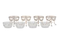 A Set of Four George III Silver and Cut Glass Sweetmeat Bowls