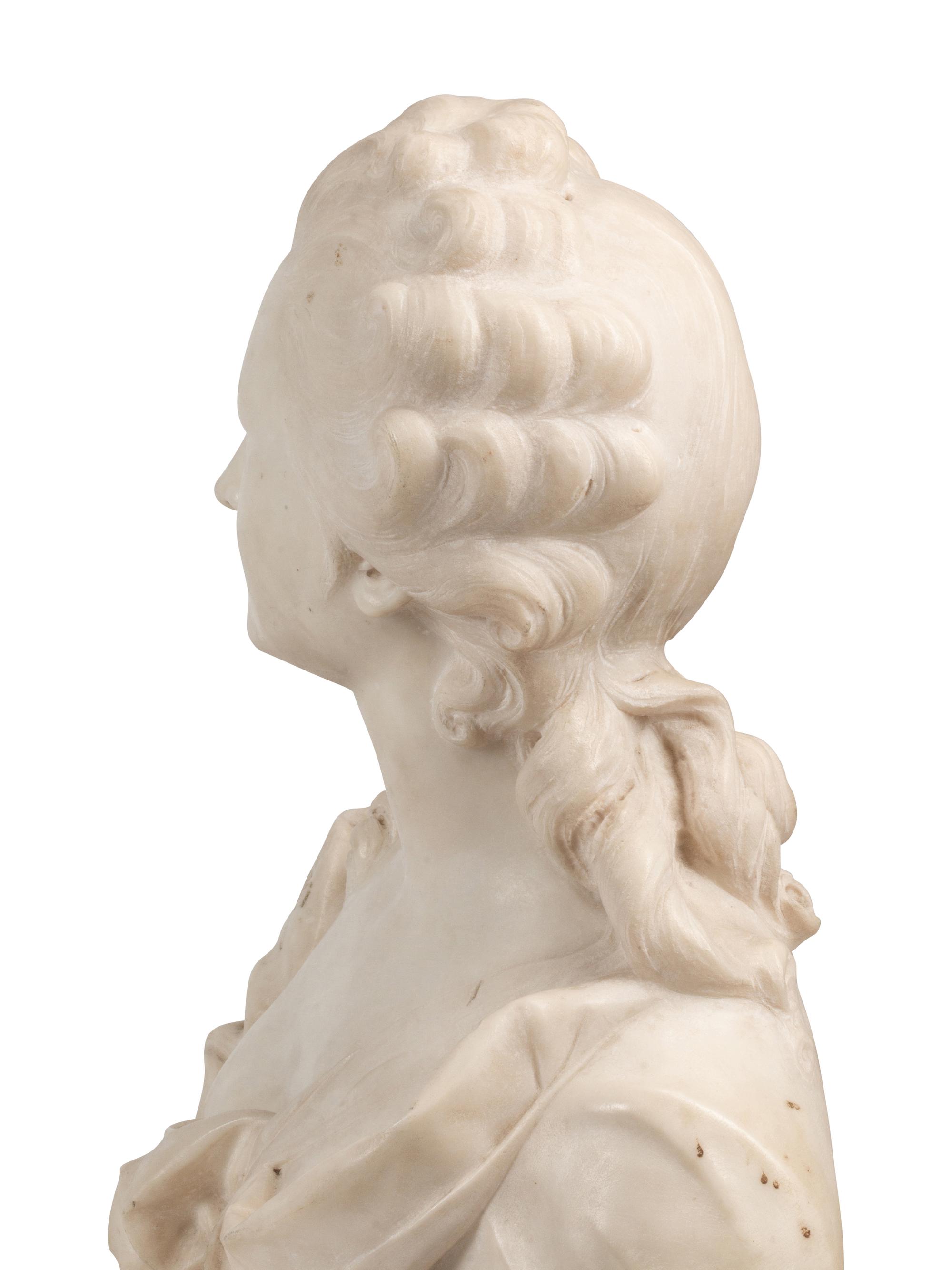 A French White Marble Bust of a Lady