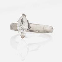 A 14K White Gold and Solitaire Diamond Ring 1.17 Carat Marquise-Cut Diamond Ring, GIA Certified