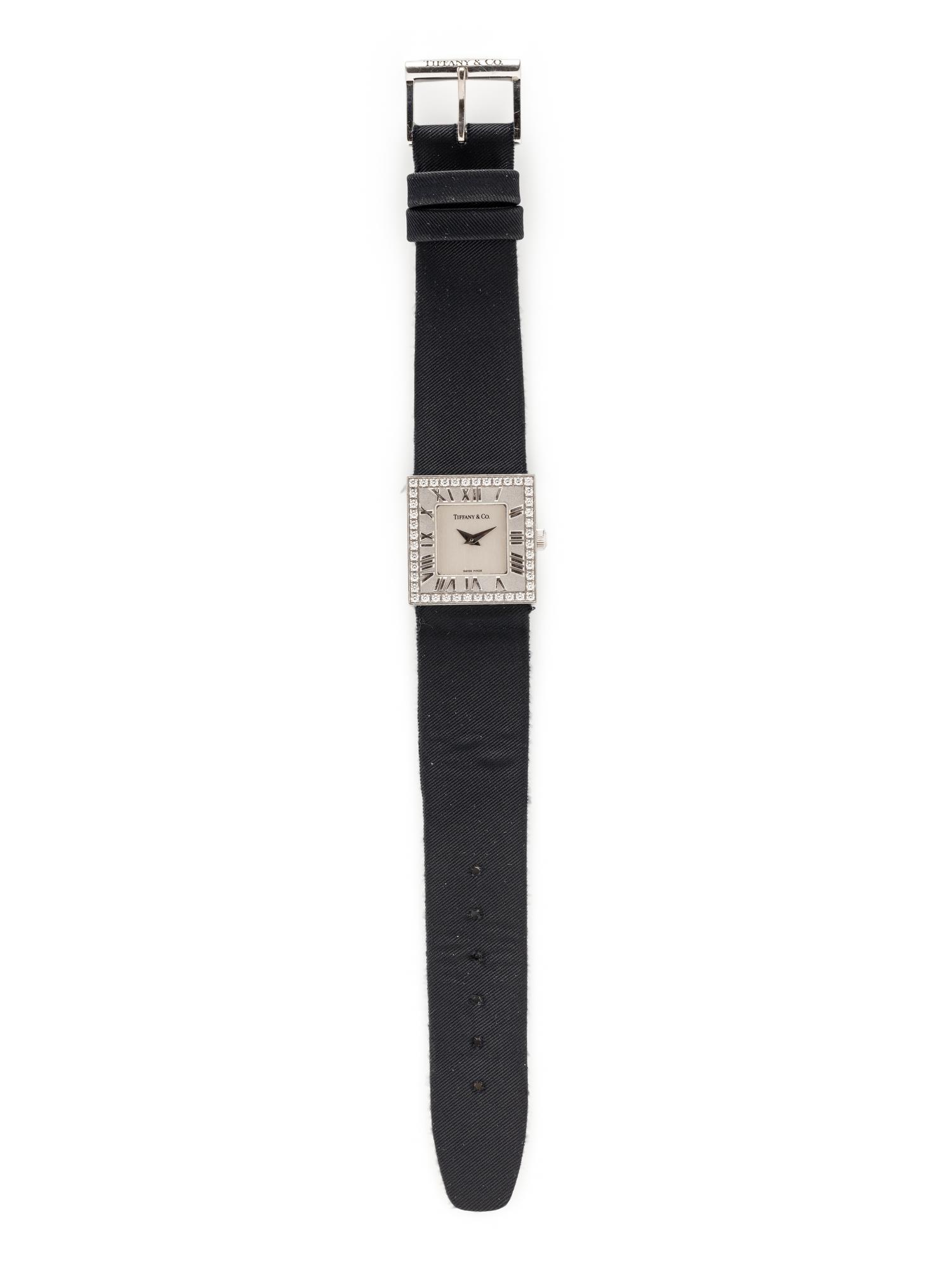 TIFFANY & CO., WHITE GOLD AND DIAMOND 'ATLAS' WATCH