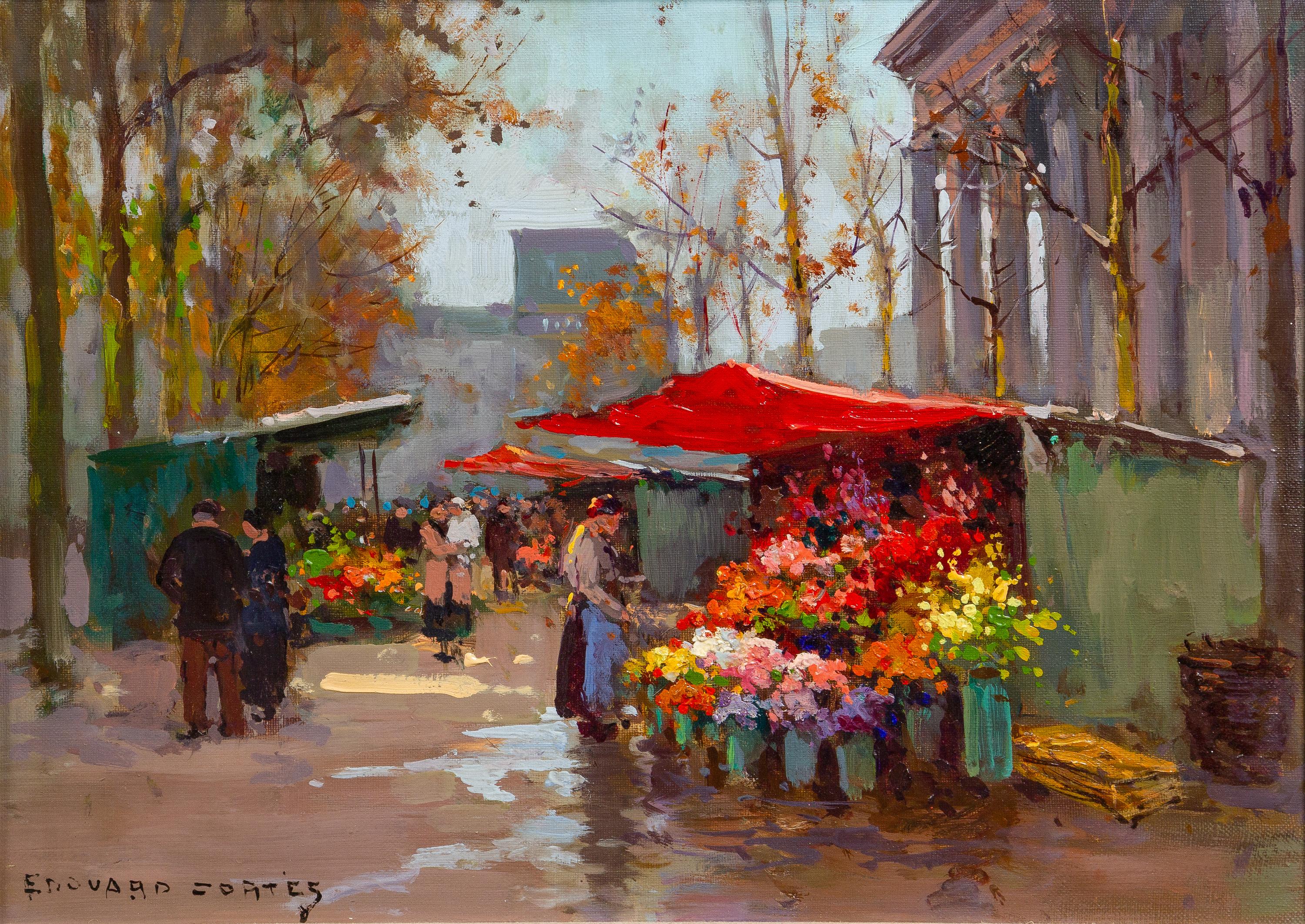 After Édouard-Léon Cortès, (French, 1882-1969), Flower Stalls at la Madeleine