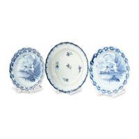 A Collection of Three English Delft Blue-and-White Decorated Articles