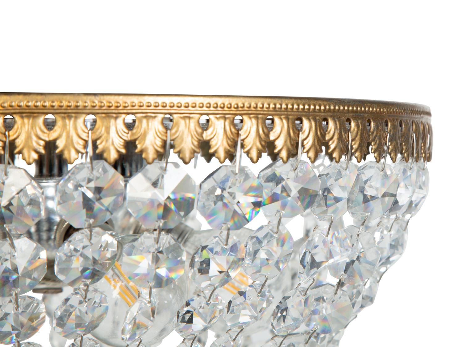A Gilt Metal and Beaded Cut Glass Plafonnier