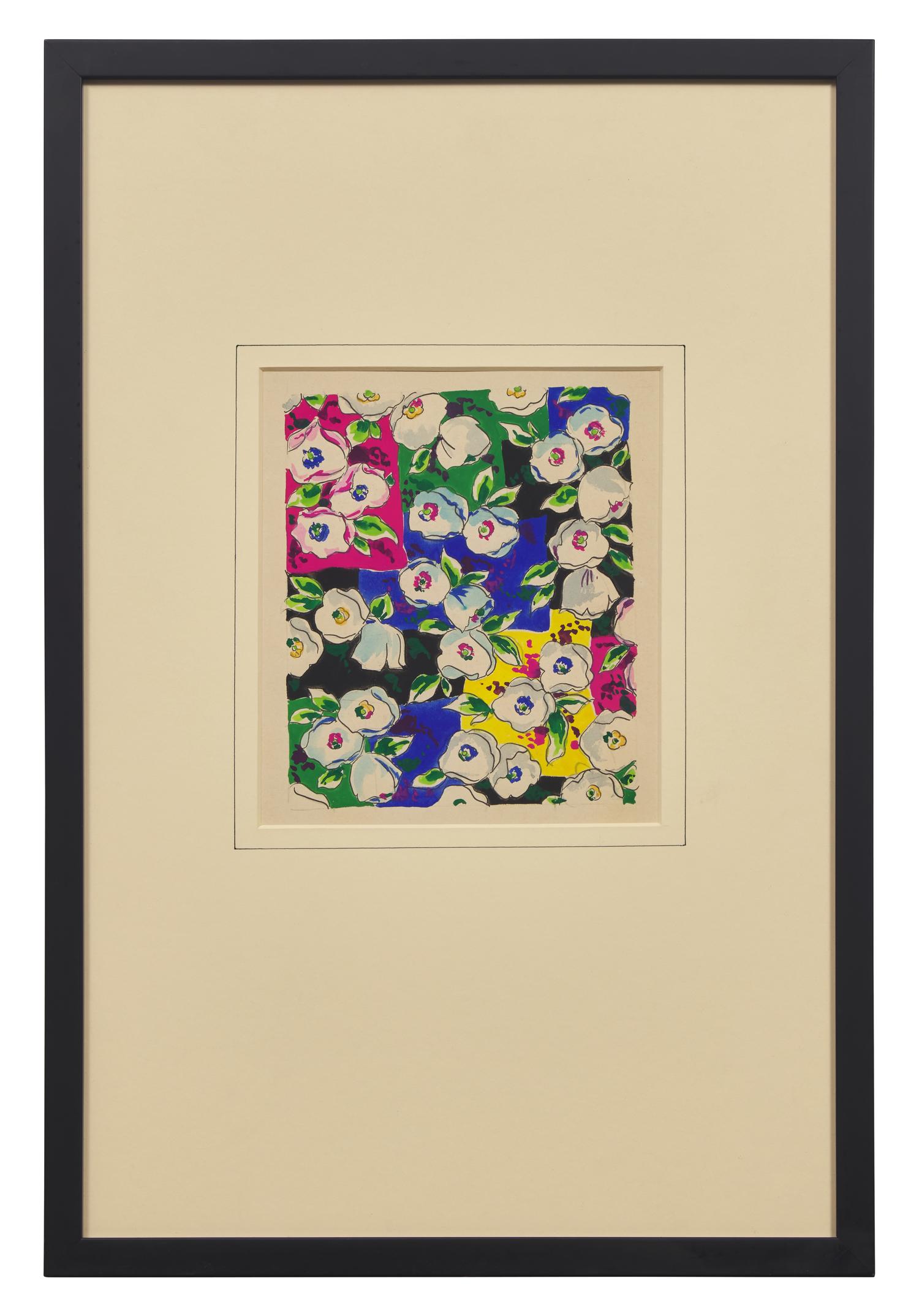 A Group of Three French Gouaches of Apparel Textile Designs By Louis Lang DONATED BY CORA GINSBURG, LLC.