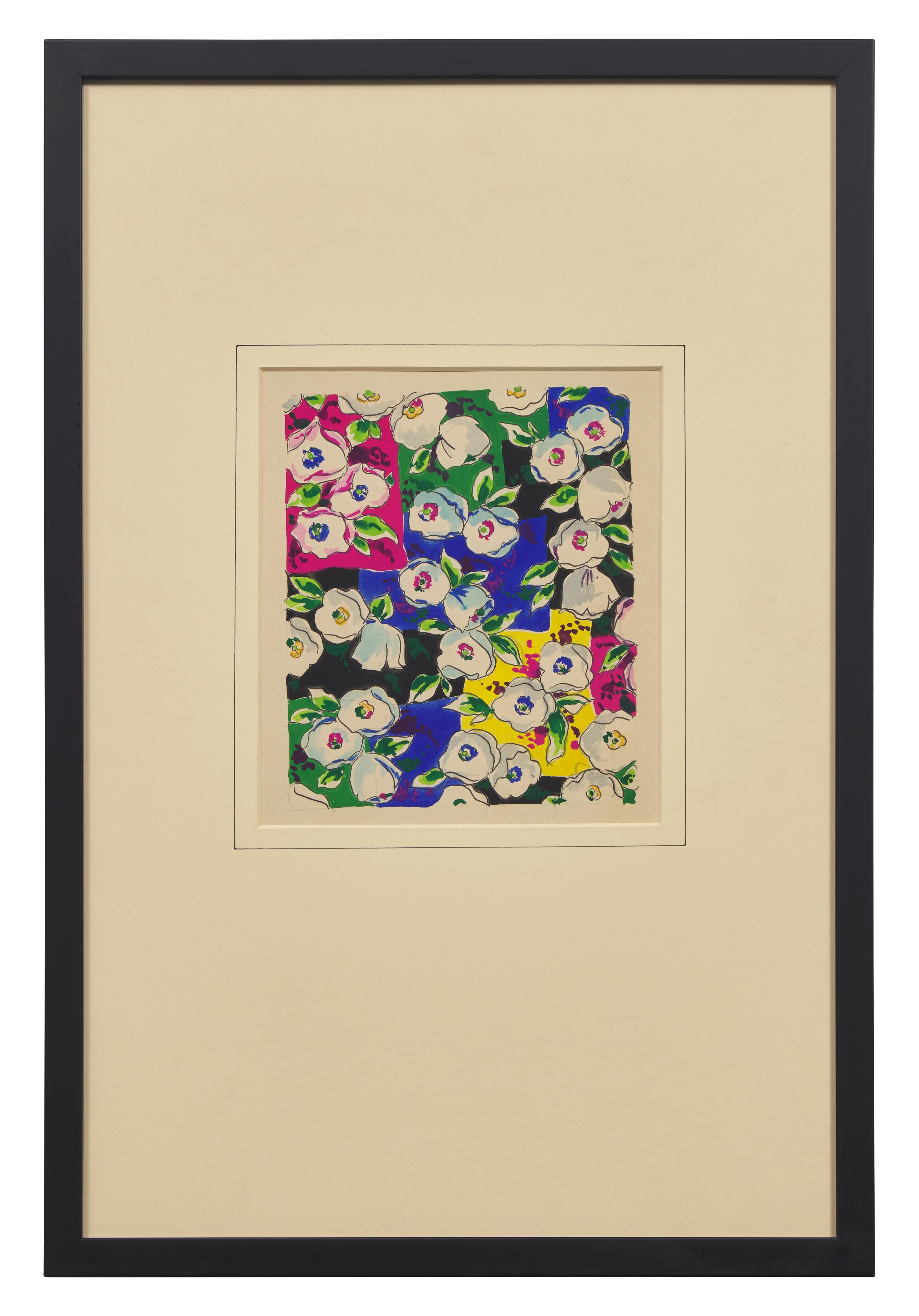 A Group of Three French Gouaches of Apparel Textile Designs By Louis Lang DONATED BY CORA GINSBURG, LLC.