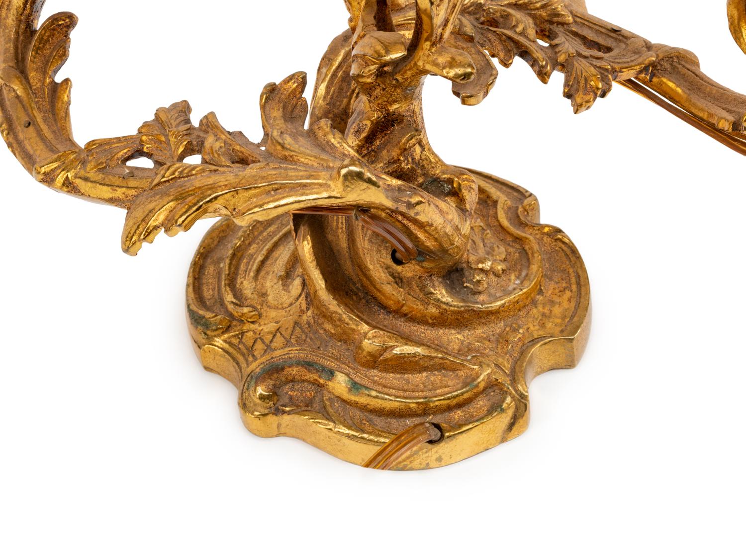 A Louis XV Style Gilt Metal Two-Light Lamp