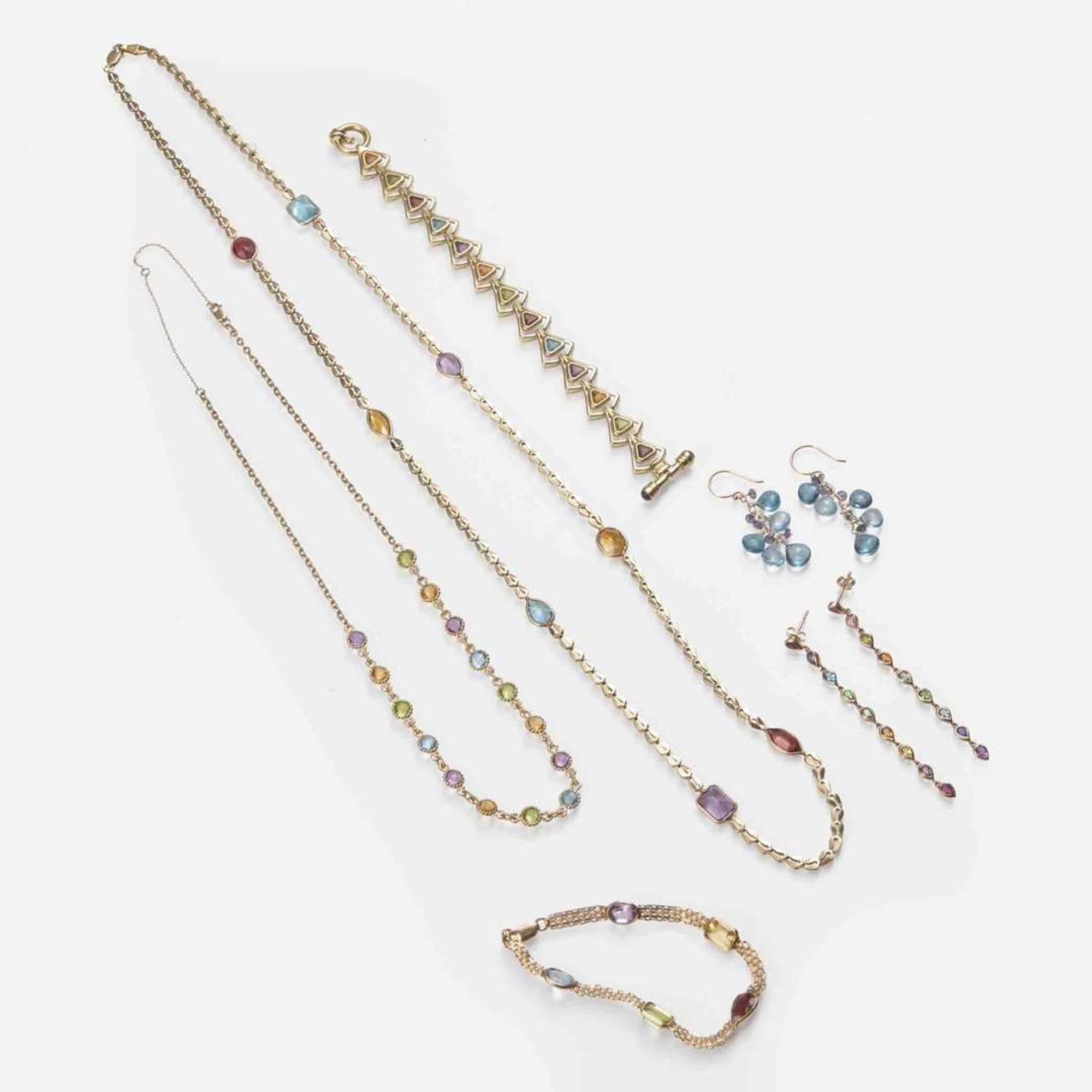 A Collection of Yellow Gold and Gemstone Jewelry
