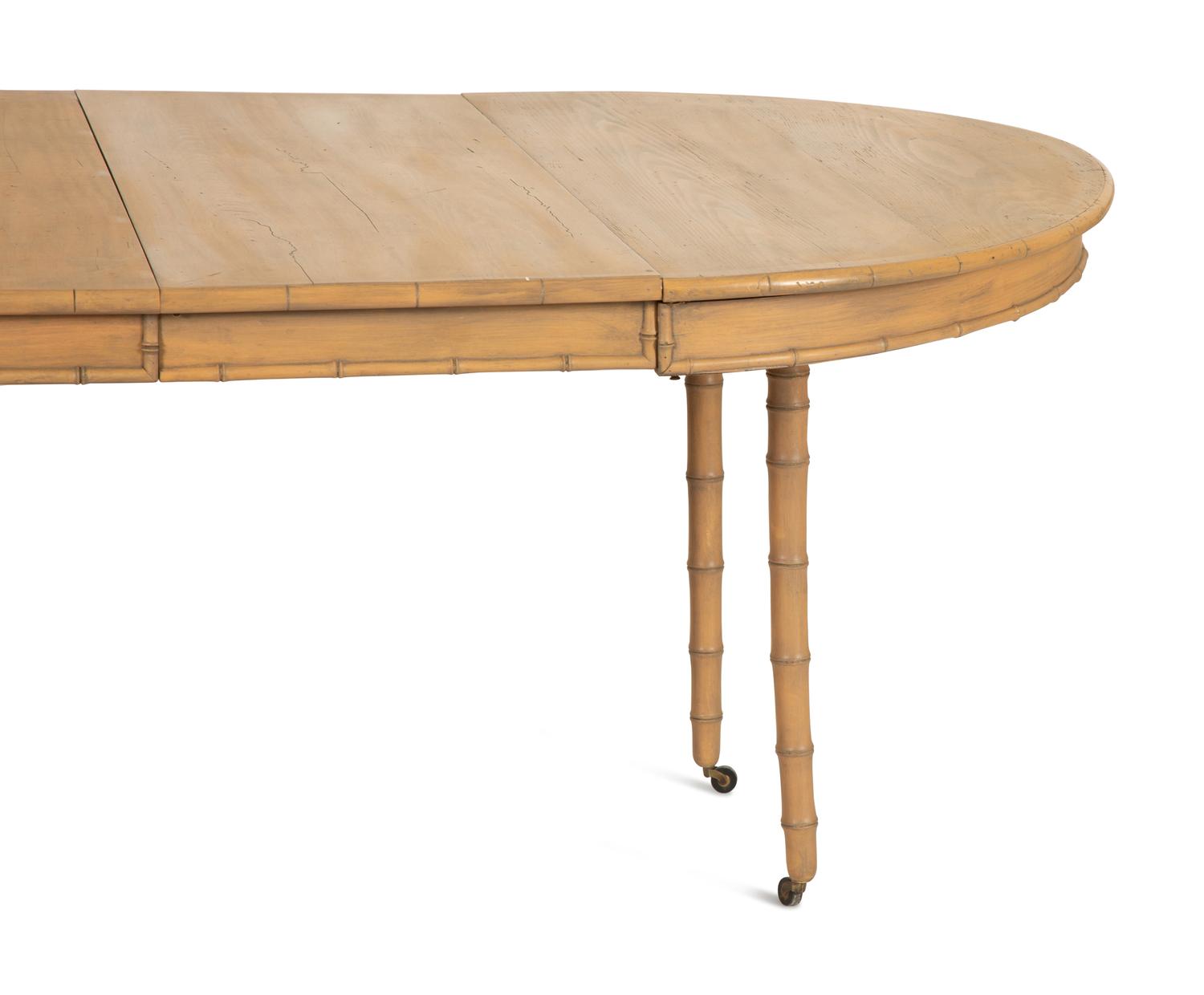 A Painted Pine Oval Dining Table with Faux Bamboo Carving — 20th Century