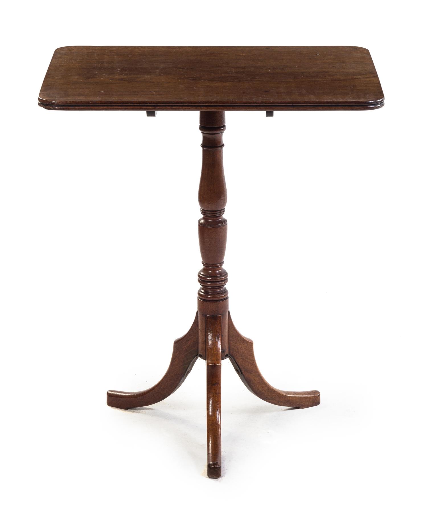 An American Mahogany Tilt-Top Tea Table Height 27 1/2 x width 23 3/4 x depth 27 1/2 inches. — 19TH CENTURY