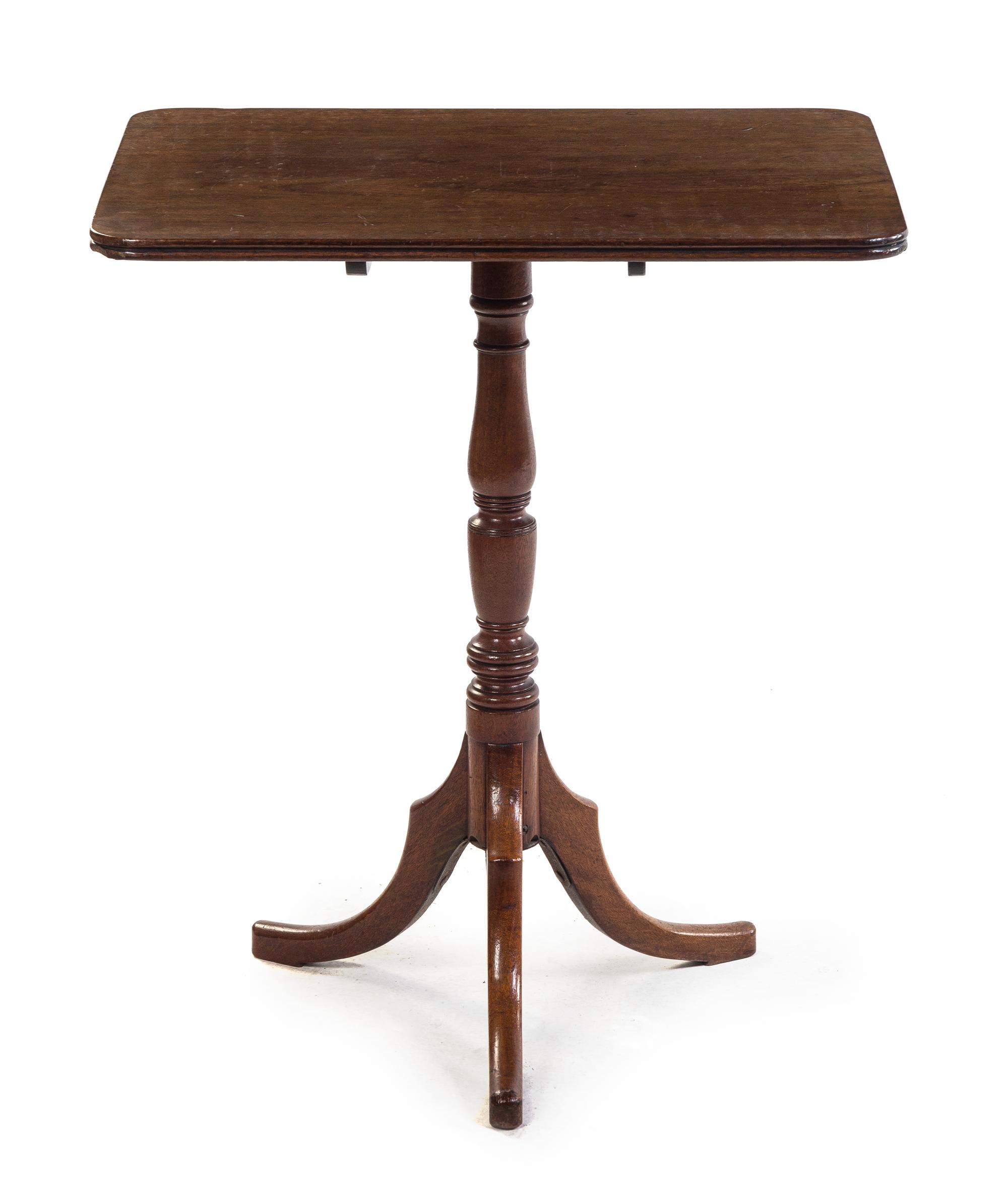 An American Mahogany Tilt-Top Tea Table Height 27 1/2 x width 23 3/4 x depth 27 1/2 inches. — 19TH CENTURY