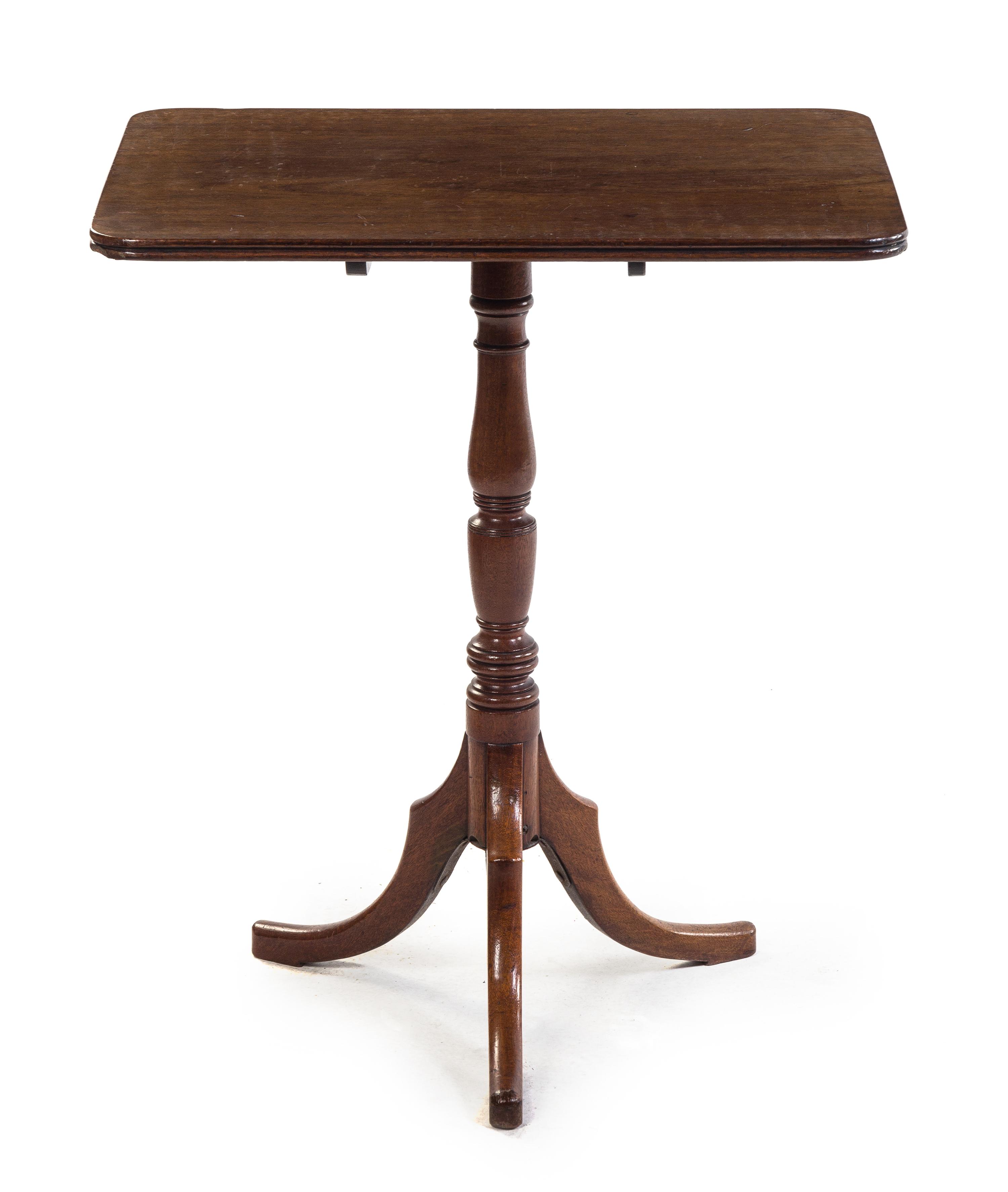 An American Mahogany Tilt-Top Tea Table Height 27 1/2 x width 23 3/4 x depth 27 1/2 inches. — 19TH CENTURY
