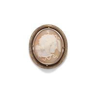 YELLOW GOLD AND SHELL MEDUSA CAMEO BROOCH